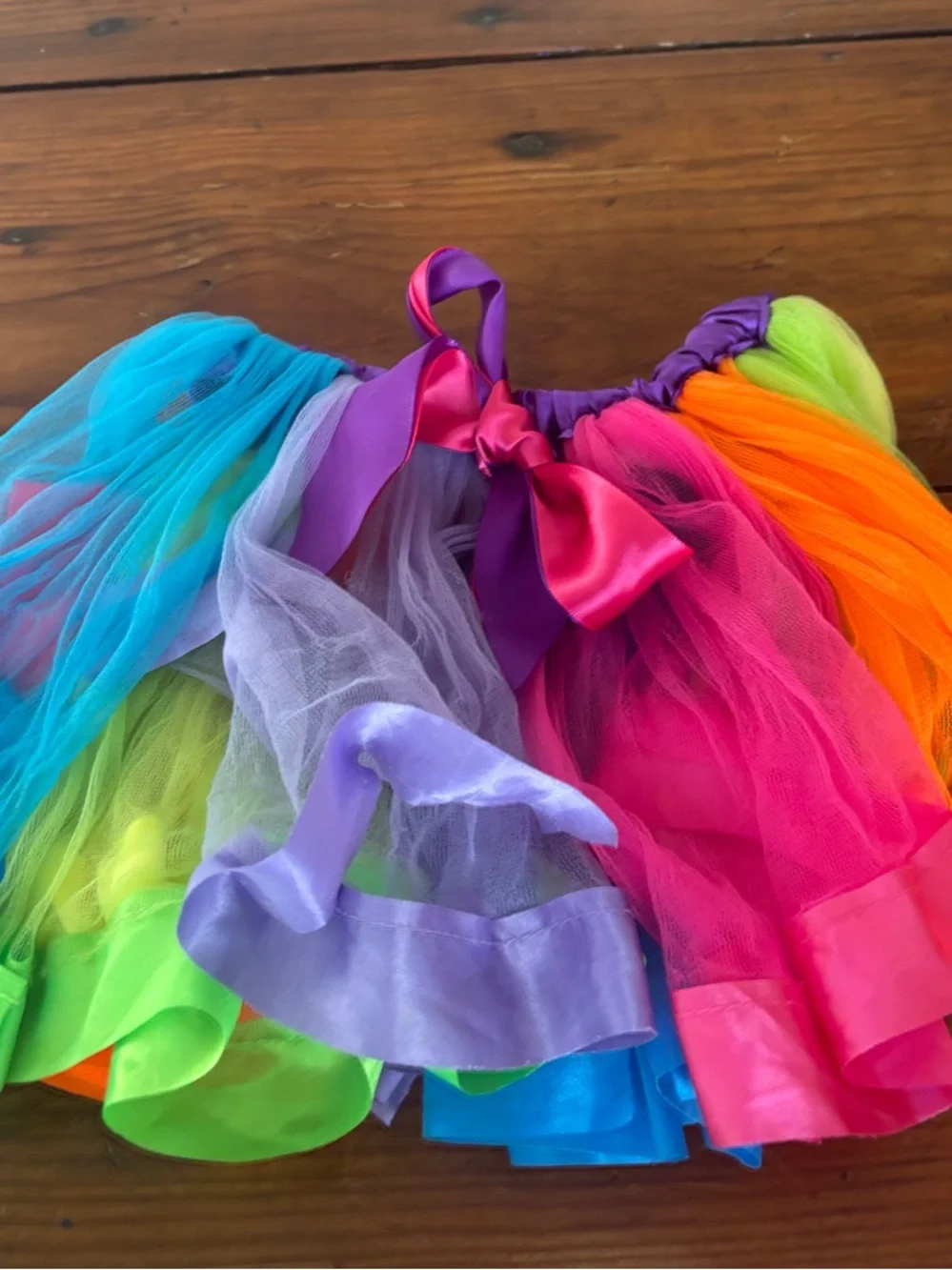 Colorful Rainbow Tutu Skirt with Satin Bow